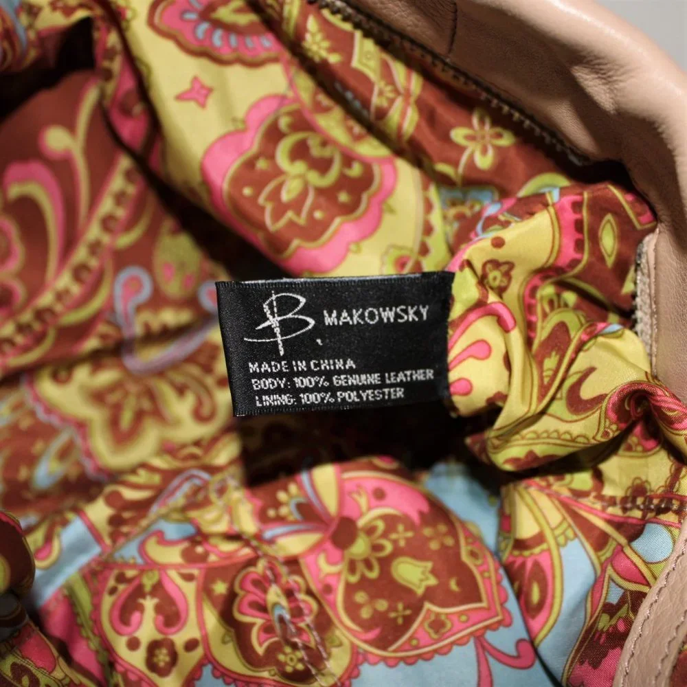 B. Makowsky Beige Leather Satchel/Shoulder Bag - Picture 8 of 12